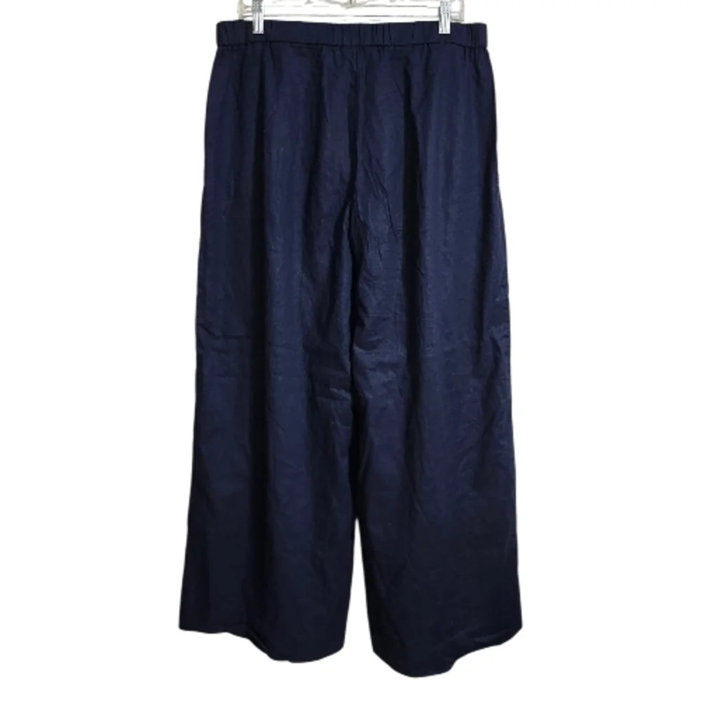Banana Republic Navy Wide-Leg Linen Pants
